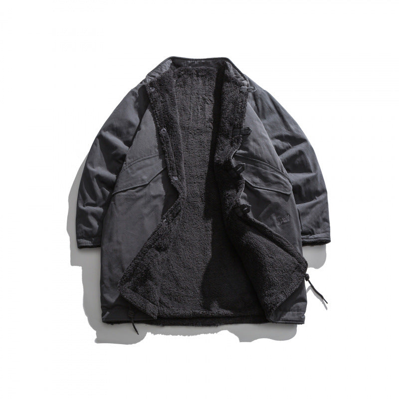Herren Isolierende Parkajacke im Oversize‑Cut mit Sherpa‑Futter und Tunnelzugsaum Nord Taschen