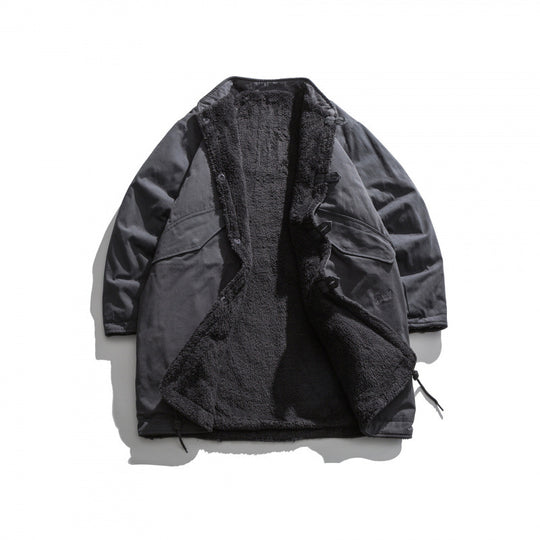 Herren Isolierende Parkajacke im Oversize‑Cut mit Sherpa‑Futter und Tunnelzugsaum Nord Taschen