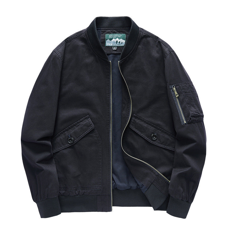 Herren Canvas-Bomberjacke im Utility-Fieldstil mit Ärmeltasche, Pattentaschen und geripptem Bund Nord Taschen