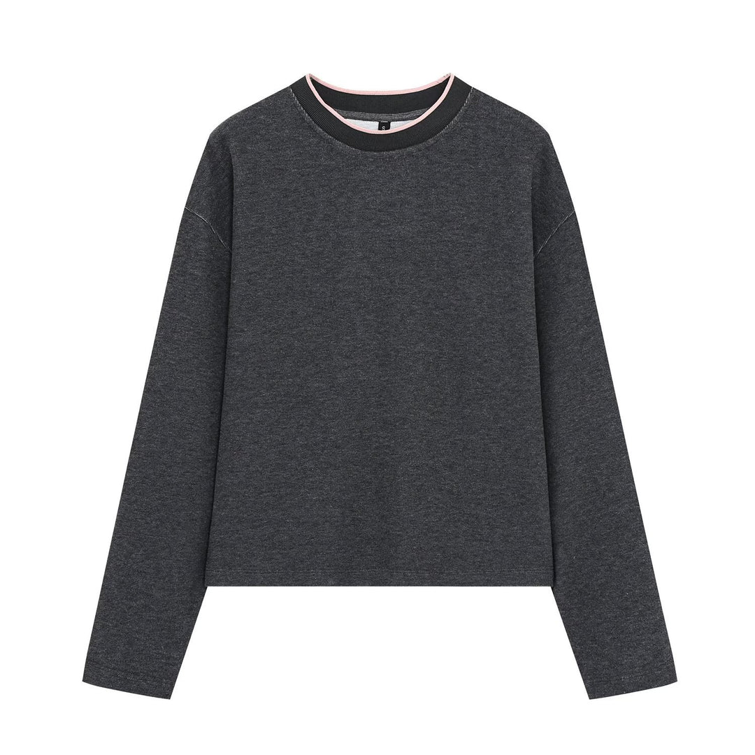 Damen Boxy-Rippstrick-Pullover mit Rundhalsausschnitt Nord Taschen