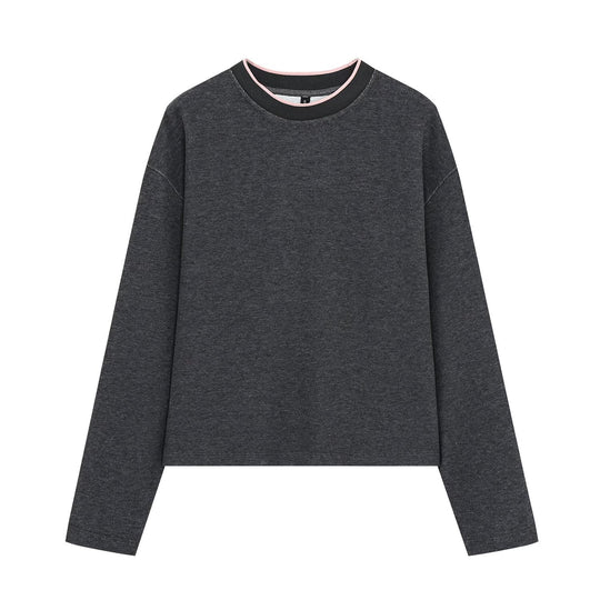 Damen Boxy-Rippstrick-Pullover mit Rundhalsausschnitt Nord Taschen