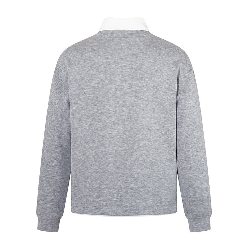 Herren Legeres Sweatshirt mit angenähtem Hemdkragen, V‑Detail und Rippbündchen Nord Taschen
