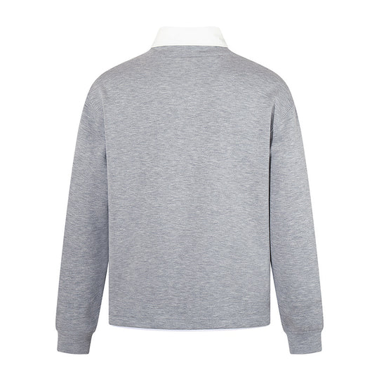 Herren Legeres Sweatshirt mit angenähtem Hemdkragen, V‑Detail und Rippbündchen Nord Taschen