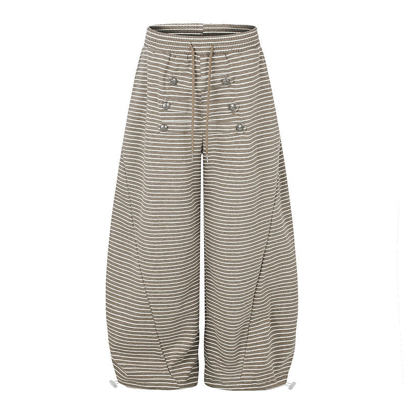 Damen Weite Palazzo-Culotte-Sweathose mit Tunnelzugbund und Zierknopfleiste Nord Taschen