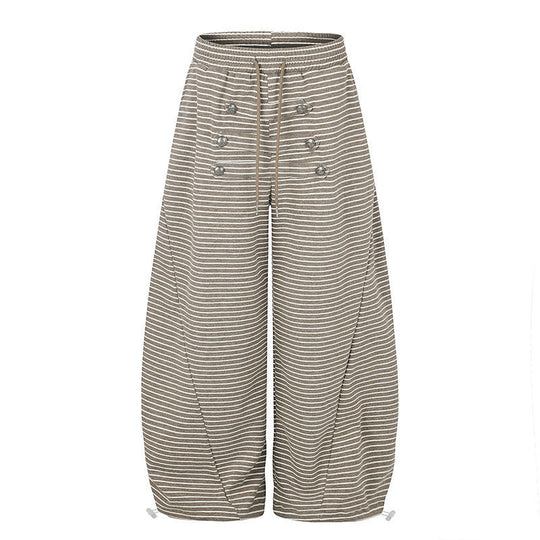 Damen Weite Palazzo-Culotte-Sweathose mit Tunnelzugbund und Zierknopfleiste Nord Taschen