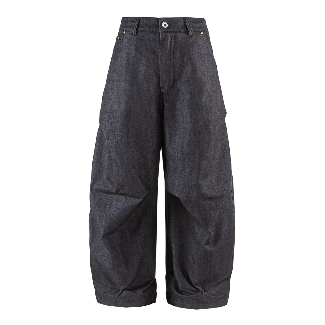 Damen Weite Cropped‑Hose mit hoher Taille, Krempelbund und markanten Kniefalten Nord Taschen