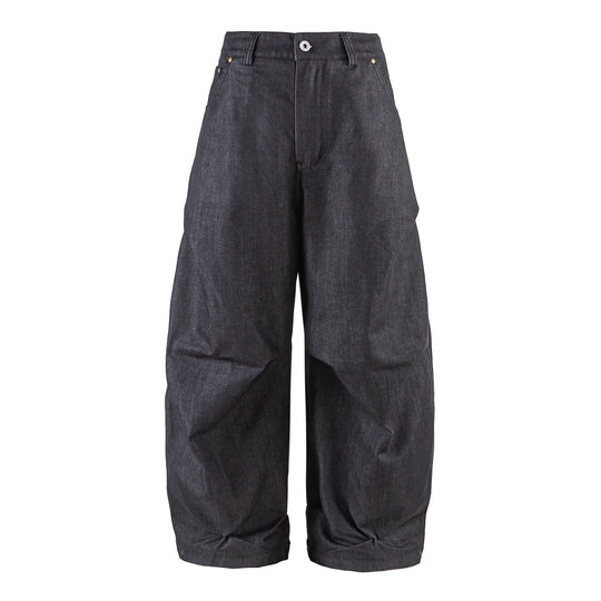 Damen Weite Cropped‑Hose mit hoher Taille, Krempelbund und markanten Kniefalten Nord Taschen