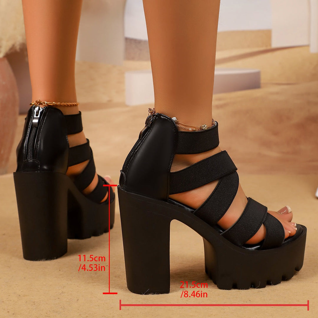 Damen Plateau Sandalen mit elastischen Riemen - Arvani