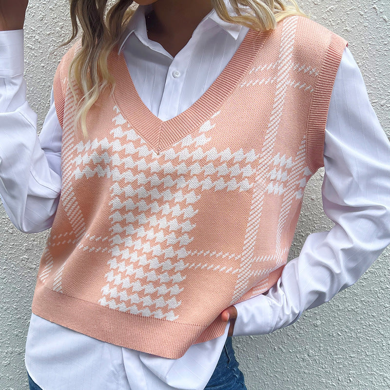 Damen Trendiger V-Ausschnitt Strickpullover Nord Taschen
