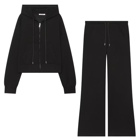 Damen Cropped Kapuzen‑Sweatjacke mit durchgehendem Reißverschluss und Kängurutasche Nord Taschen
