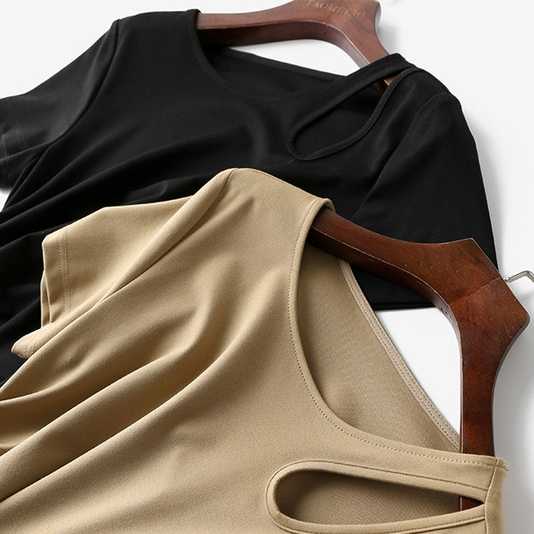Damen Maxikleid mit asymmetrischem Cut-Out, seitlicher Raffung und fließender A‑Linie Nord Taschen