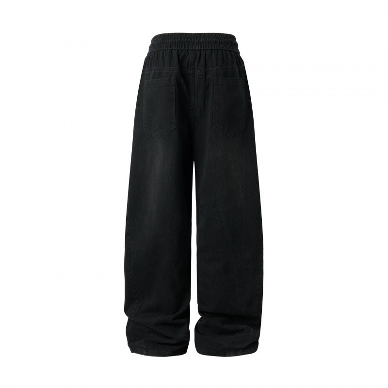 Damen weite High-Waist-Hose mit Elastikbund, Kordelzug und aufgesetzten Taschen Nord Taschen