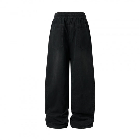 Damen weite High-Waist-Hose mit Elastikbund, Kordelzug und aufgesetzten Taschen Nord Taschen