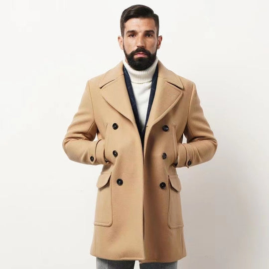 Herren Doppelreihiger Peacoat aus Wollmix mit Metallknöpfen und aufgesetzten Pattentaschen Nord Taschen