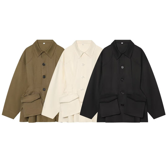 Damen Kurzjacke im Utility‑Stil mit weitem Schnitt und großen Klappentaschen Nord Taschen