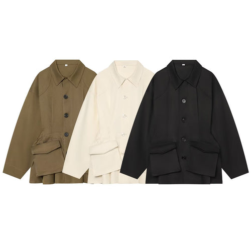 Damen Kurzjacke im Utility‑Stil mit weitem Schnitt und großen Klappentaschen Nord Taschen