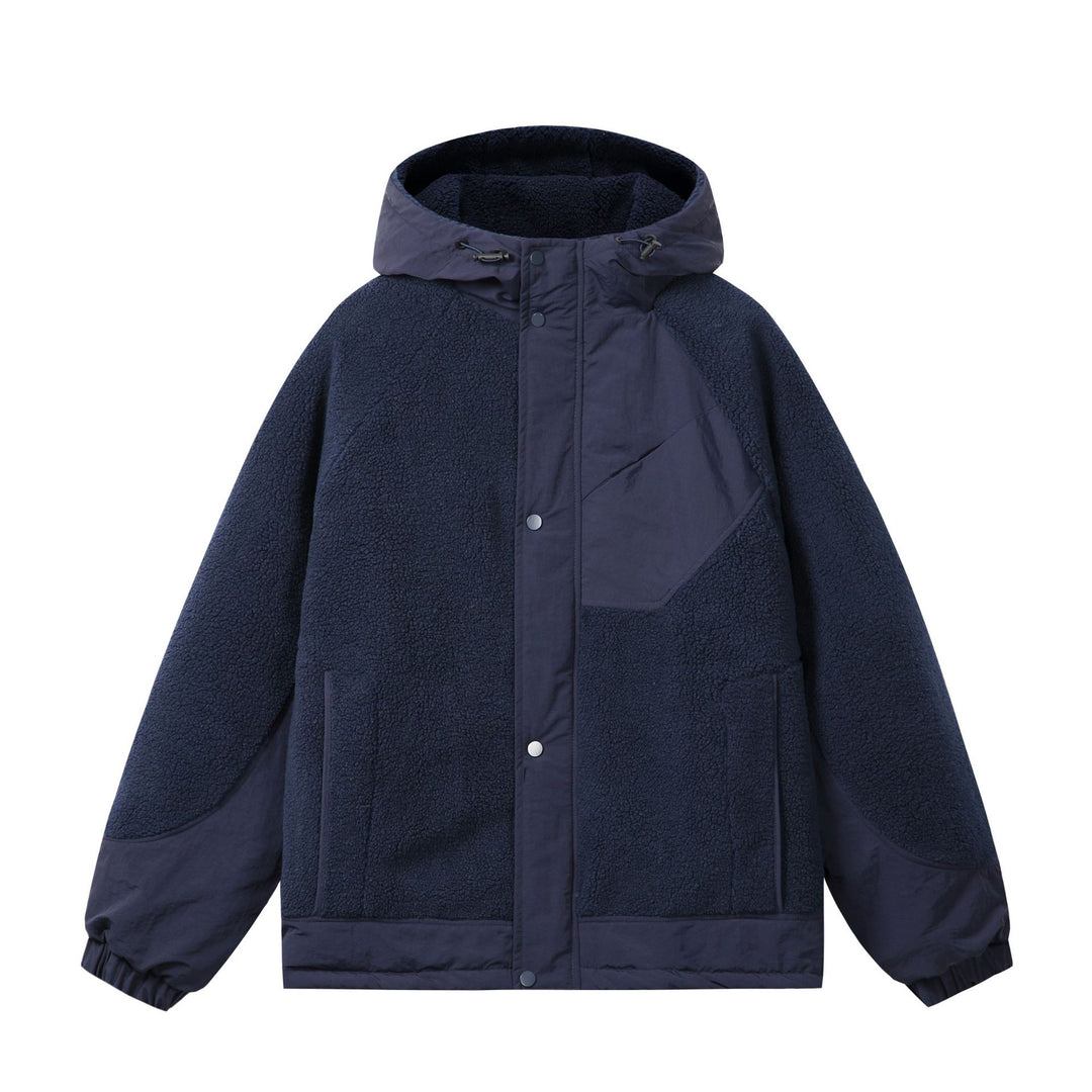 Unisex Boxy-Fleecejacke mit Kapuze und kontrastierenden Nylon-Einsätzen Nord Taschen