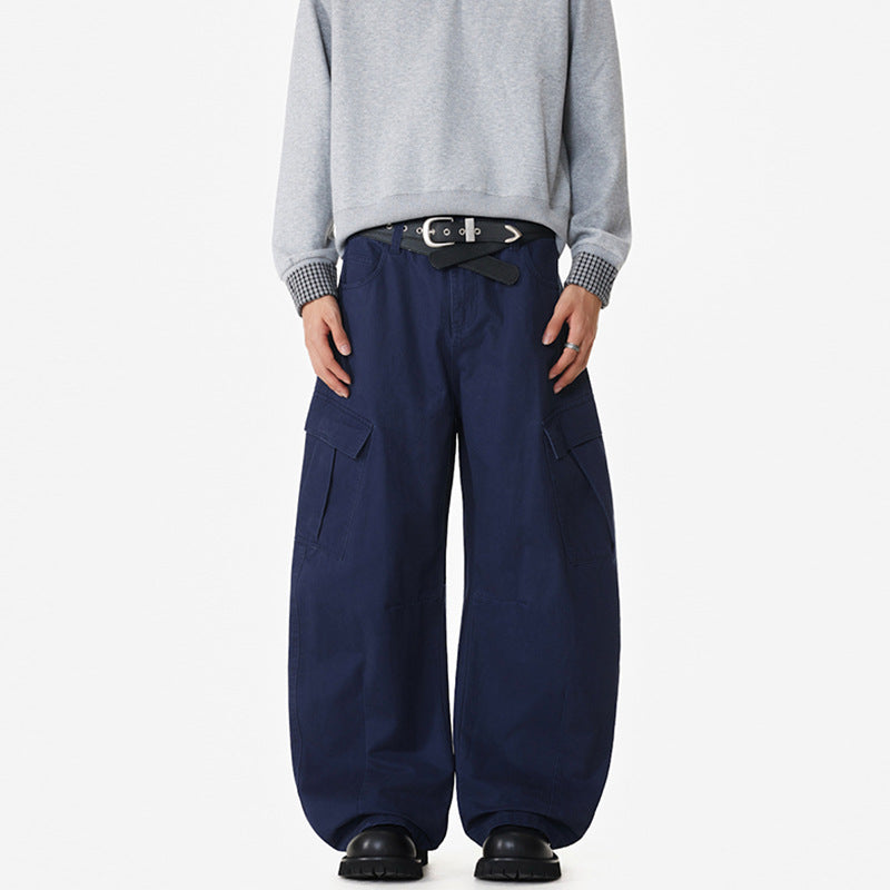 Herren Weite Workwear-Cargo-Palazzohose aus Baumwoll-Canvas mit verstärkten Kniepartien und geräumigen Klappentaschen Nord Taschen