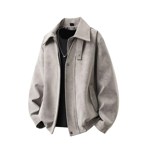 Herren Boxy-Übergangsjacke mit Velours‑Optik, verdecktem Reißverschluss & variablem Kragen Nord Taschen