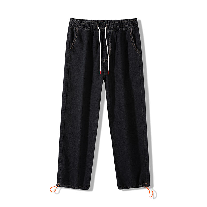 Herren Weite Denim-Jogginghose mit Elastbund, Tunnelzug & verstellbaren Beinabschlüssen Nord Taschen