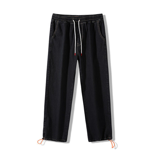 Herren Weite Denim-Jogginghose mit Elastbund, Tunnelzug & verstellbaren Beinabschlüssen Nord Taschen