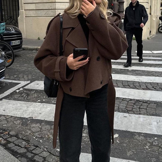 Damen modische cropped Jacke im Trench-Stil Avellé
