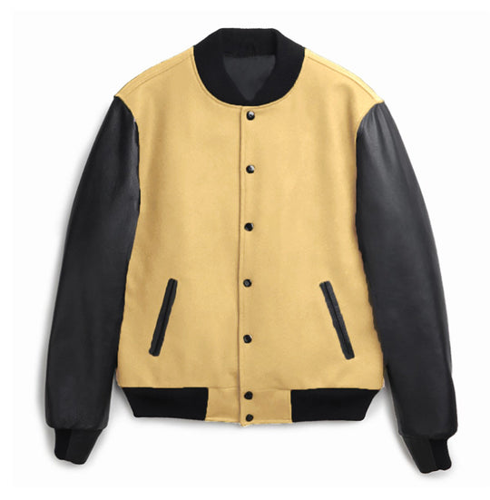 Herren College-Bomberjacke im Varsity-Stil mit Wollkörper und Lederärmeln Nord Taschen