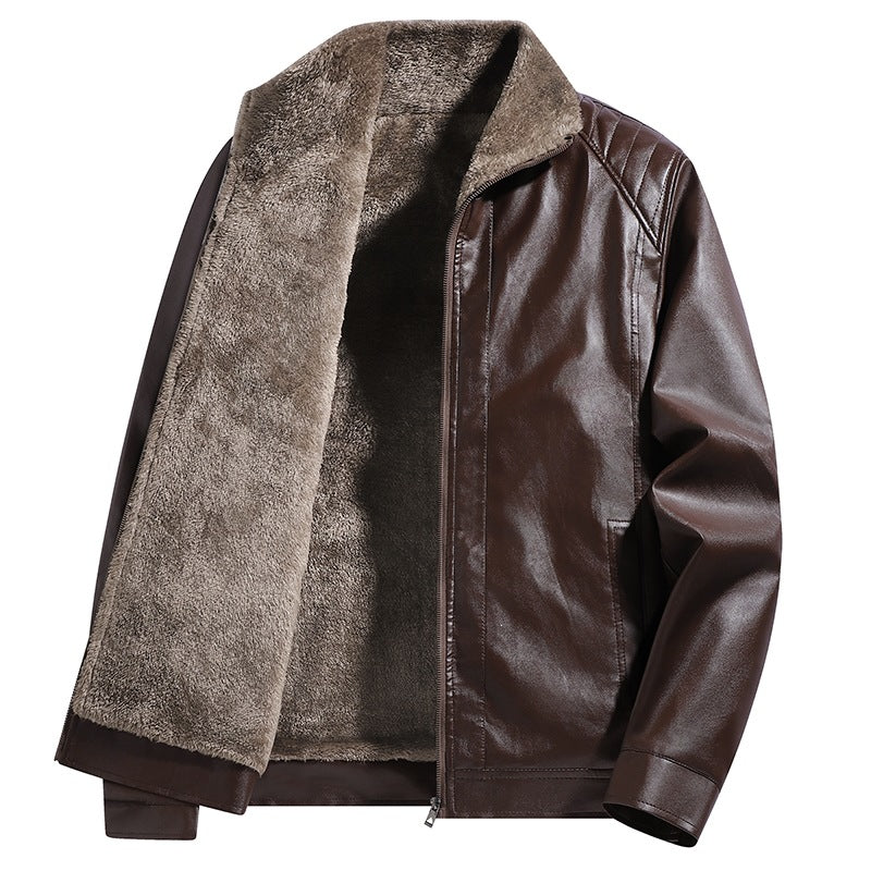 Herren Gefütterte Kunstleder-Blousonjacke mit Teddyfutter & Stehkragen Nord Taschen