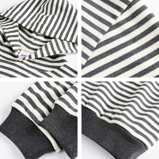 Unisex Gestreifter Oversize-Hoodie aus Baumwoll-Mix mit Rippbündchen Nord Taschen