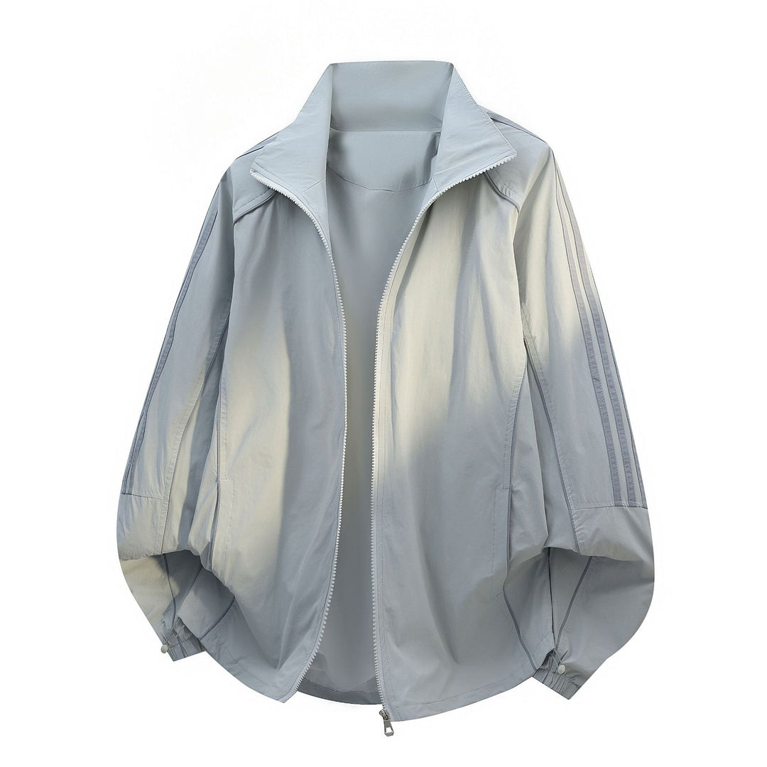 Damen Leichte Oversize-Windjacke mit Stehkragen, Kordelzug und elastischen Bündchen Nord Taschen