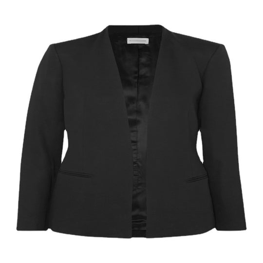 Damen Zweiteiliges Tailoring-Set aus Stretchkrepp mit offenem Longblazer und verkürzter Zigarettenhose Nord Taschen