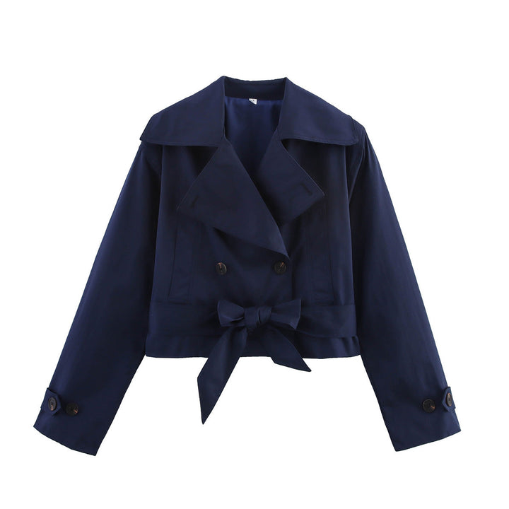 Damen kurze Trenchjacke mit eleganter Taillierung und praktischen Taschen