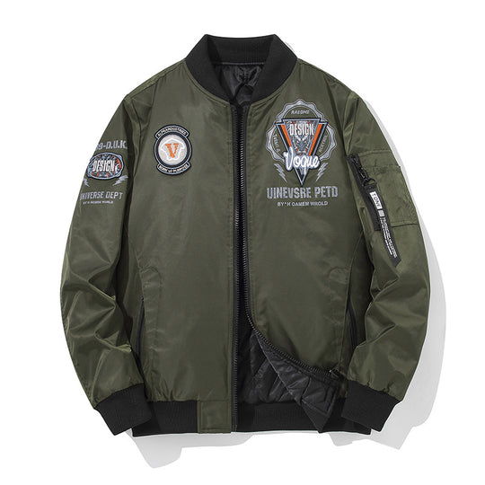 Men's  urban patched utility zip-up bomber with sleeve pen pocket Nord Taschen