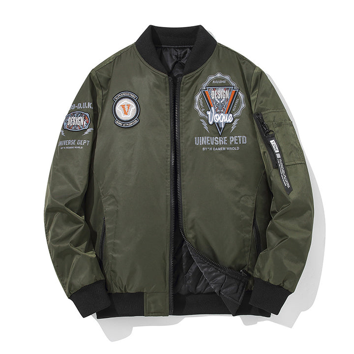Men's  urban patched utility zip-up bomber with sleeve pen pocket Nord Taschen