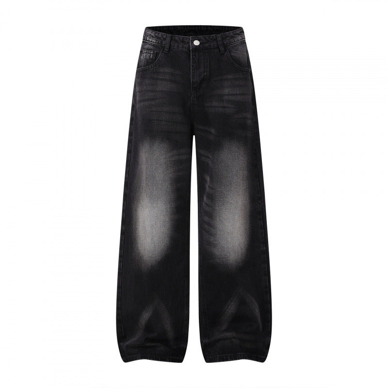 Damen Weite Highwaist-Jeanshose im Balloon-Schnitt mit Used‑Effekt und elastischem Saum Nord Taschen