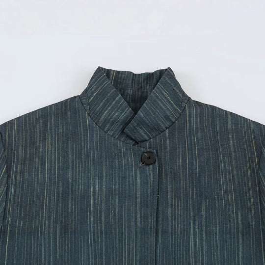 Damen Lang geschnittener Blazer mit Stehkragen und aufgesetzten Taschen Nord Taschen