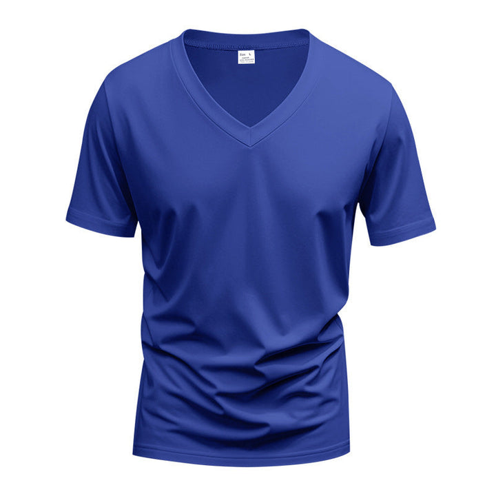 Herren nan V-Ausschnitt-T-Shirt aus Stretchbaumwolle mit ergonomischem Schulterschnitt und flachem Saum