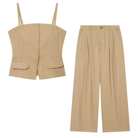 Damen Weite Culotte-Hose mit Bundfalten, Gürtelschlaufen und seitlichen Eingrifftaschen Nord Taschen