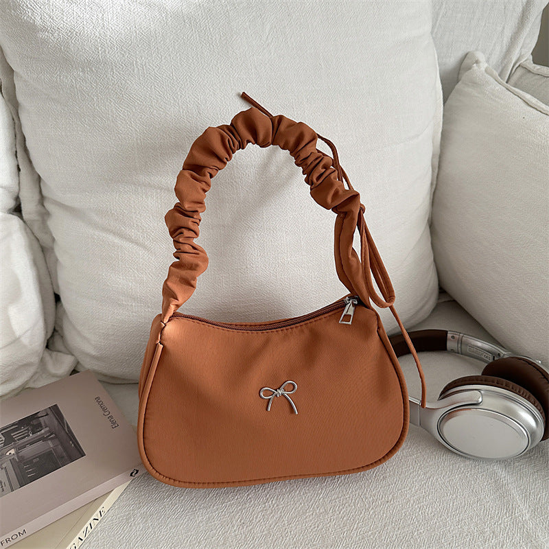 Damen elegante Schultertasche mit dekorativem Rüschengriff Nord Taschen