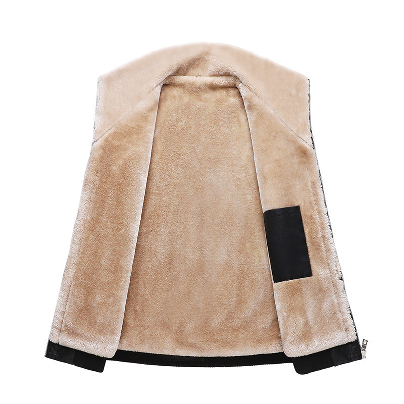 Herren Lederimitat-Fliegerjacke mit Teddyfutter und Kunstfellkragen Nord Taschen