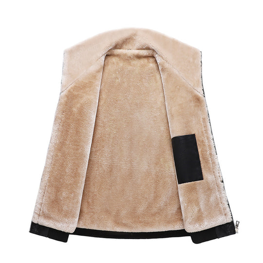 Herren Lederimitat-Fliegerjacke mit Teddyfutter und Kunstfellkragen Nord Taschen