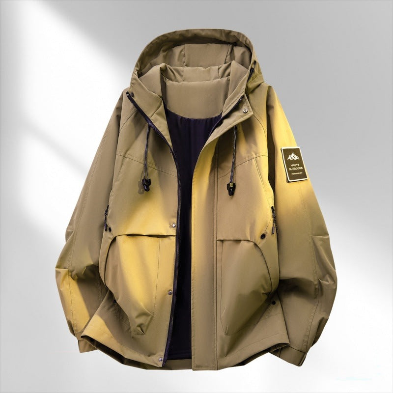Herren Oversize-Utility-Outdoorjacke mit Kapuze, wattierter Innenlage & Multifunktionstaschen Nord Taschen