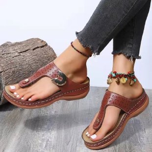 Damen Orthopädische Zehentrenner-Sandalen mit modischen Schnallen und anatomischer Fußbettung