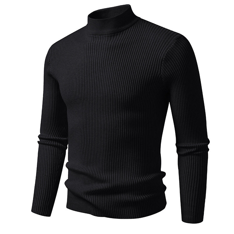 Herren Rippstrick-Mockneck-Pullover schmaler Schnitt thermischer Feinstrick Nord Taschen