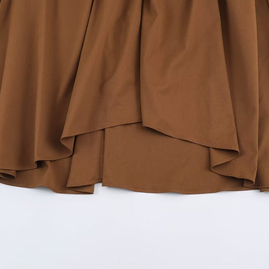 Damen A-Linien Midikleid mit High-Low-Saum, geraffter Taille und langen Ärmeln Nord Taschen