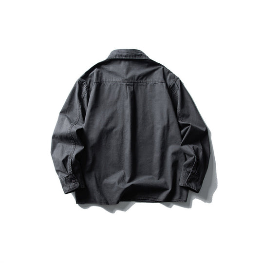 Herren Oversize-Hemdjacke aus robustem Baumwoll-Twill mit aufgesetzter Brusttasche und geradem Saum Nord Taschen