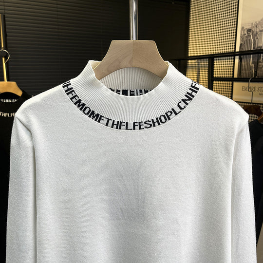 Unisex Feinstrickpullover mit kurzem Stehkragen und kontrastierendem Schriftkragen Nord Taschen