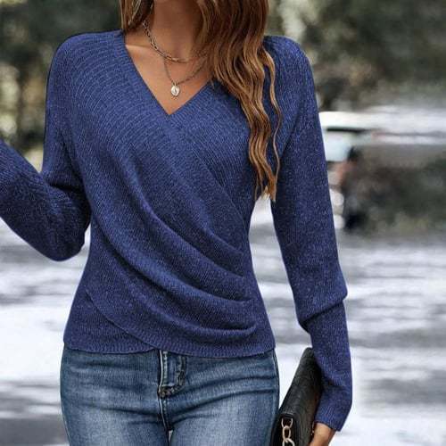 Damen Eleganter Wickelpullover Nord Taschen