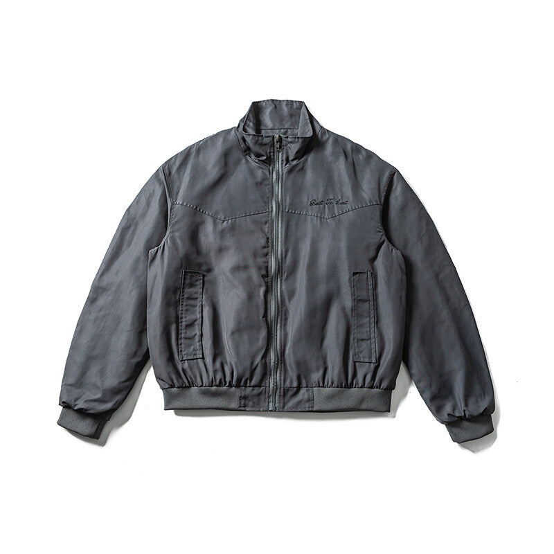 Herren Leichte Bomberjacke im minimalistischen Satin-Look mit Stehkragen und elastischem Saum Nord Taschen