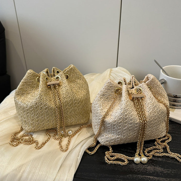 Damen Beuteltasche mit elegantem Kordelzug und luxuriösem Kettenhenkel Nord Taschen